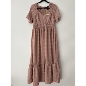 Suzanne Betro Women's Dress Sweetheart Neck Smoke Waist Ruffle Hem Size Large